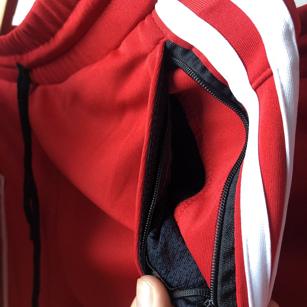 Quần Jogger Thể Thao Đỏ 3 Sọc Trắng - Bo chun, vài đẹp | BigBuy360 - bigbuy360.vn