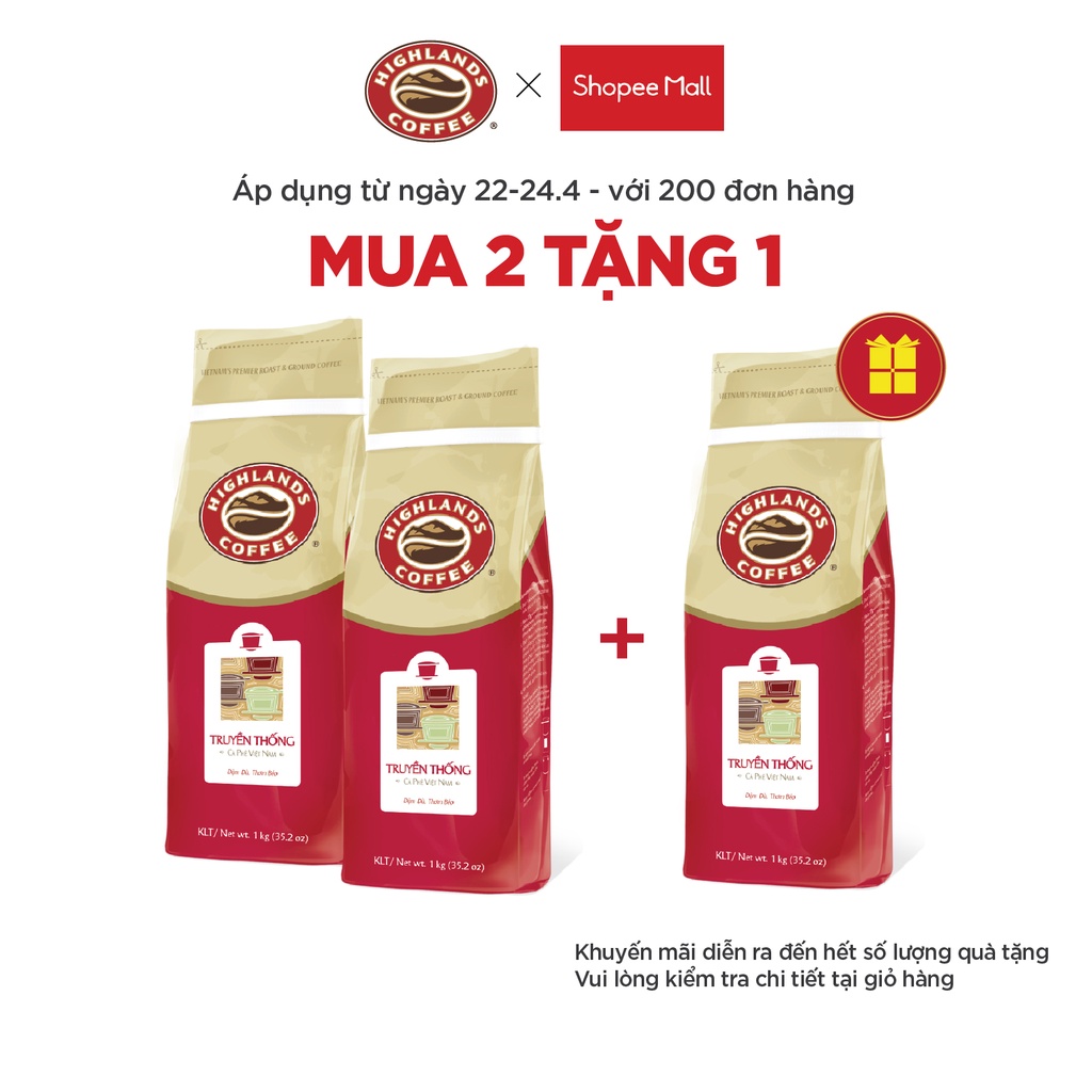 COMBO 2 Túi Cà Phê Bột Truyền Thống Highlands Coffee 1kg/túi