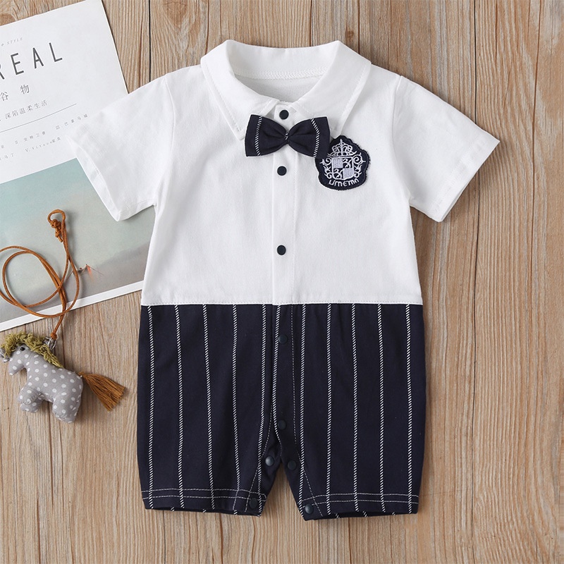 Bộ Áo Liền Quần Gắn Nơ Phong Cách Giáng Sinh Dành Cho Bé Trai 0-18 Tháng Tuổi