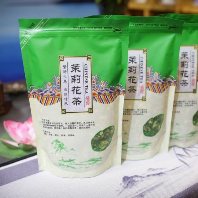 Lục Trà ướp hoa nhài cánh trắng, túi trà hoa nhài 250g, dành cho những người uống trà thích vị mạnh, hương thơm nhẹ.