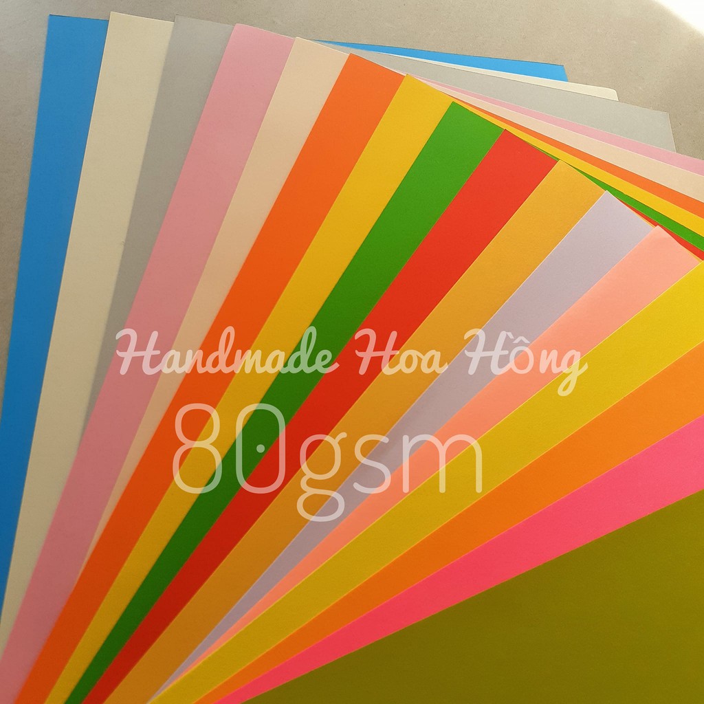 20 - 30 tờ giấy màu khổ A4, 80gsm, từ 11-16 màu - Giấy thủ công, mỹ thuật, giấy gấp Origami, ngôi sao, làm hoa...5