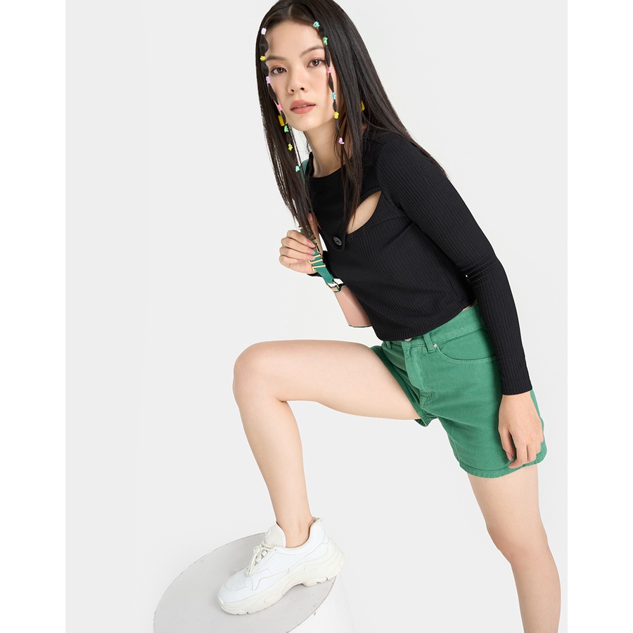 Áo Thun Thời Trang JUNO Gân Tay Dài Thiết Kế Cutout JNATH035