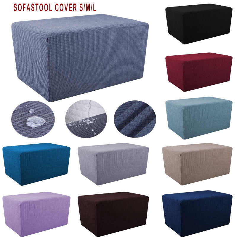 Vỏ bọc sofa không thấm nước Polar Fleece Cover Square Ottoman Footstool Protector Stretch Slipcover