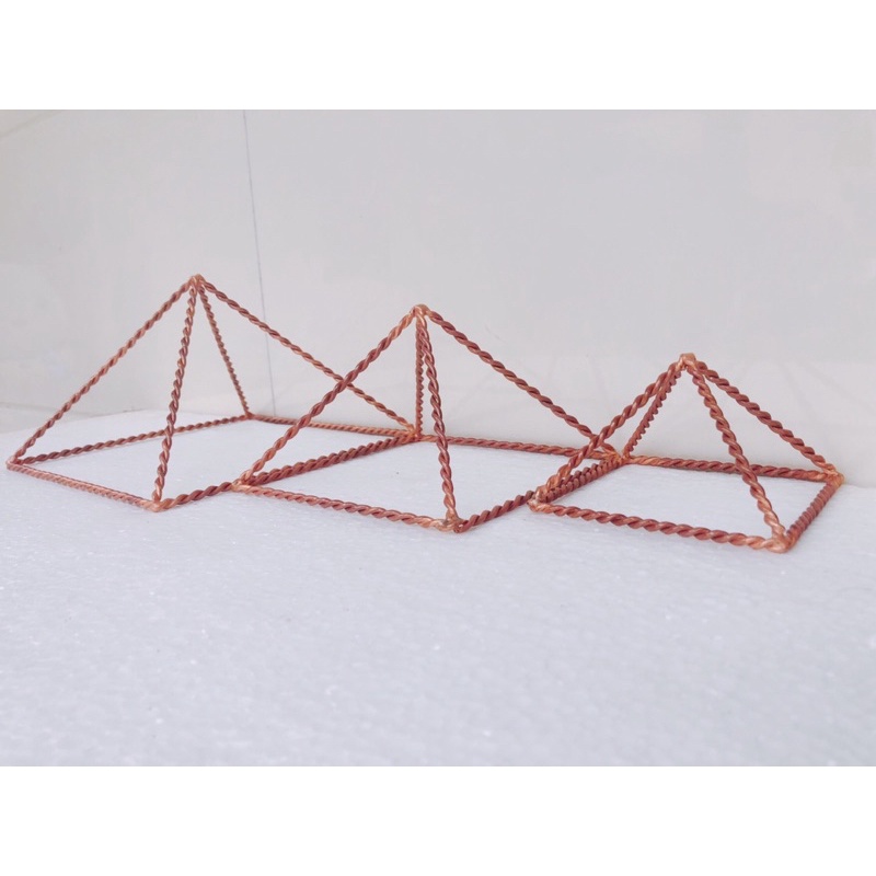 Kim tự tháp thiền tensor mẫu đơn giản bằng đồng nguyên chất 10cm-14cm-18cm
