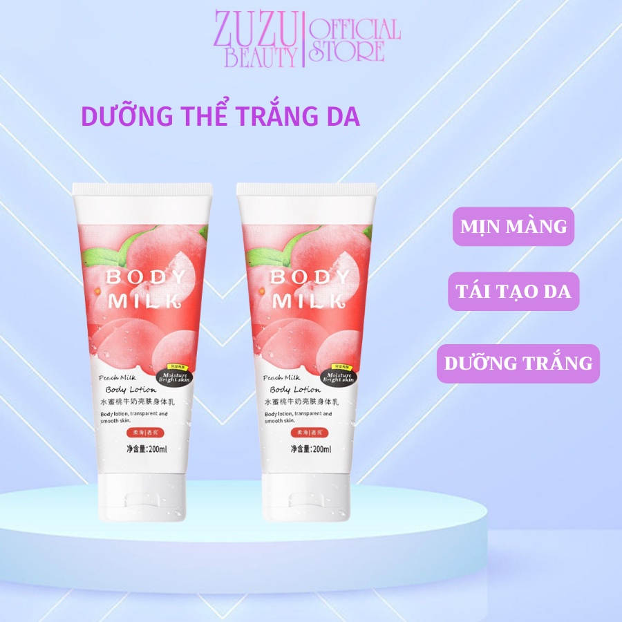🍑 Kem Sữa Dưỡng Thể Trắng Da, Chống Nắng Toàn Thân Trái Đào Pure Milk Body Lotion Hương Nước Hoa