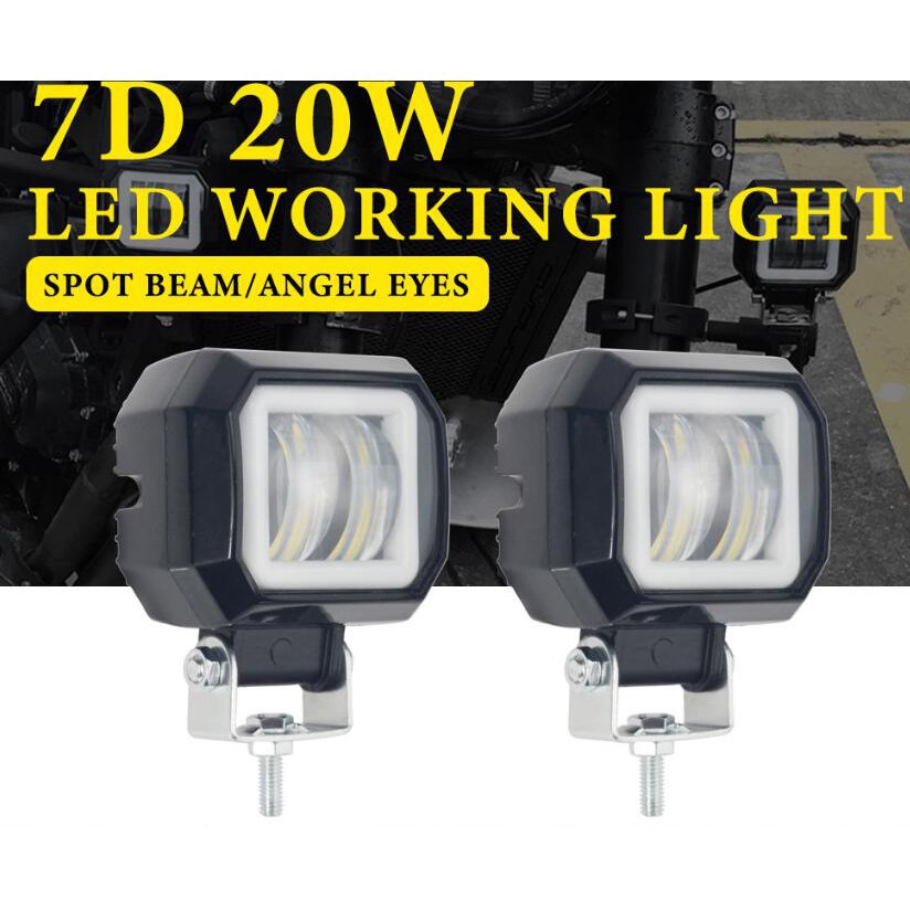 Bộ 2 đèn pha Kevanly hình vuông 3inch chống thấm nước 12v 24v 6000k 20w cho xe tải