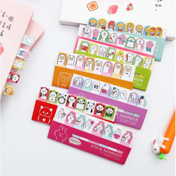 Bộ dấu trang 120 tờ, bookmark, ghi chú dấu trang cho sách, vở hoạt hình cute
