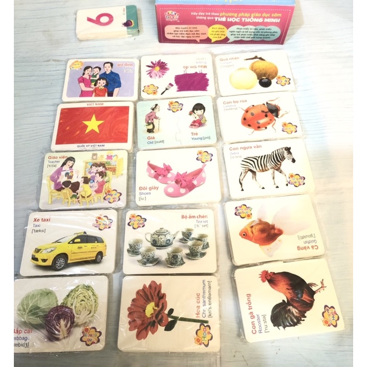 Combo Bộ Thẻ Học Thông Minh Song Ngữ 15 Chủ Đề + Tặng Bộ Thẻ Chữ Số