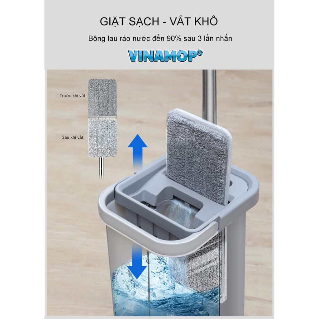 Bộ lau nhà phẳng Vinamop VNM19 bảo hành 12 tháng