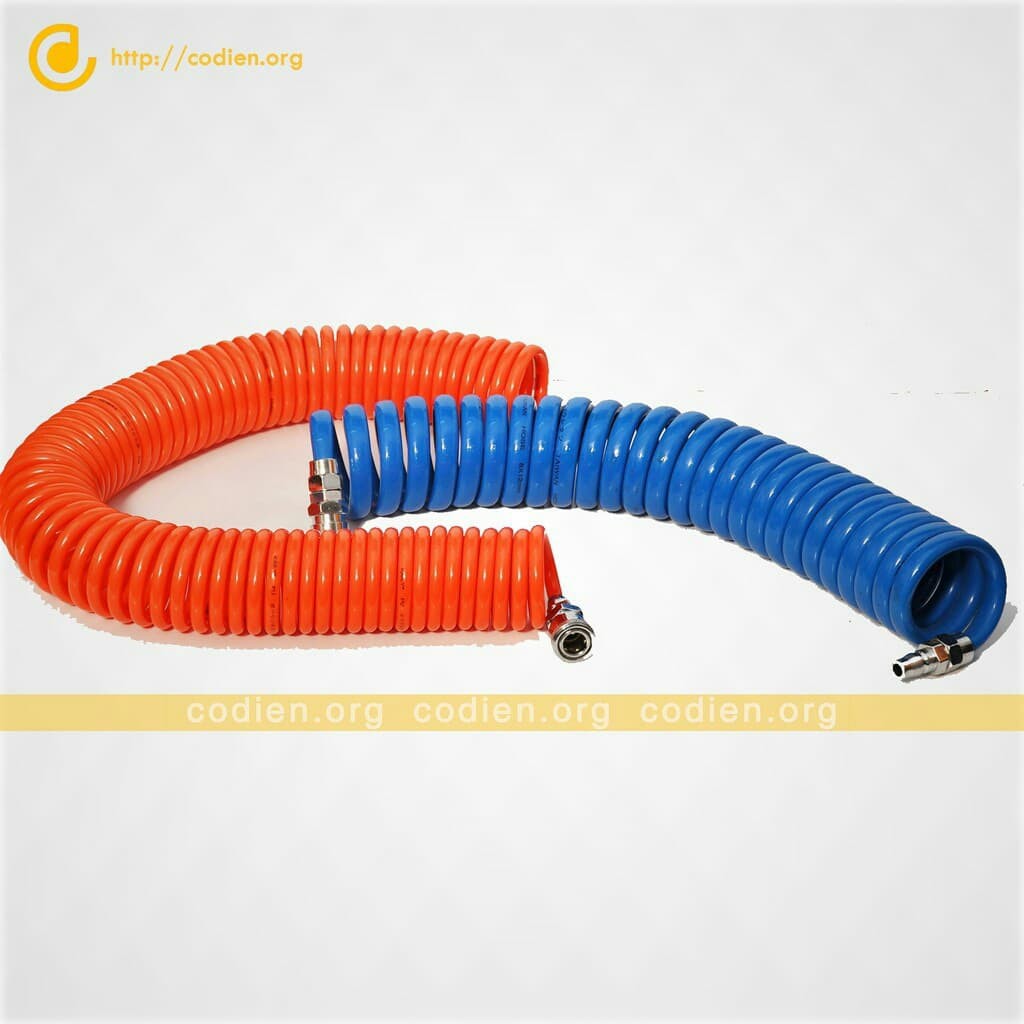 Dây Xoắn Dẫn Hơi Khí Nén 6m-9m-12m-15m Cam Trắng Đẹp Phi 8