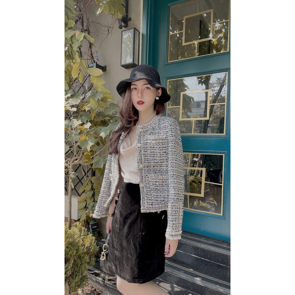 ÁO TWEED VIỀN BÈO XANH BLUE MULLET