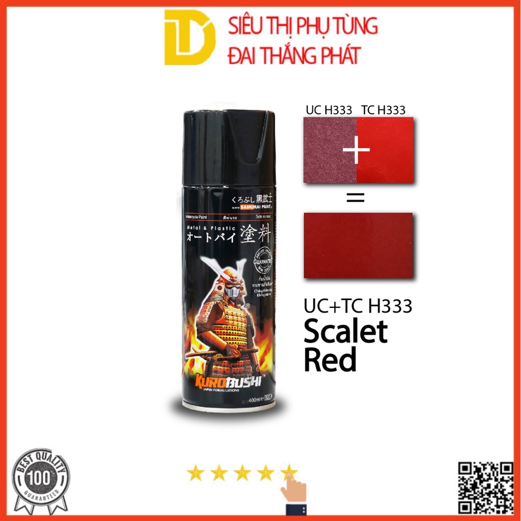 Sơn Samurai sơn xịt xe máy HONDA - MÀU ĐỎ TƯƠI UCH333* + TCH333**