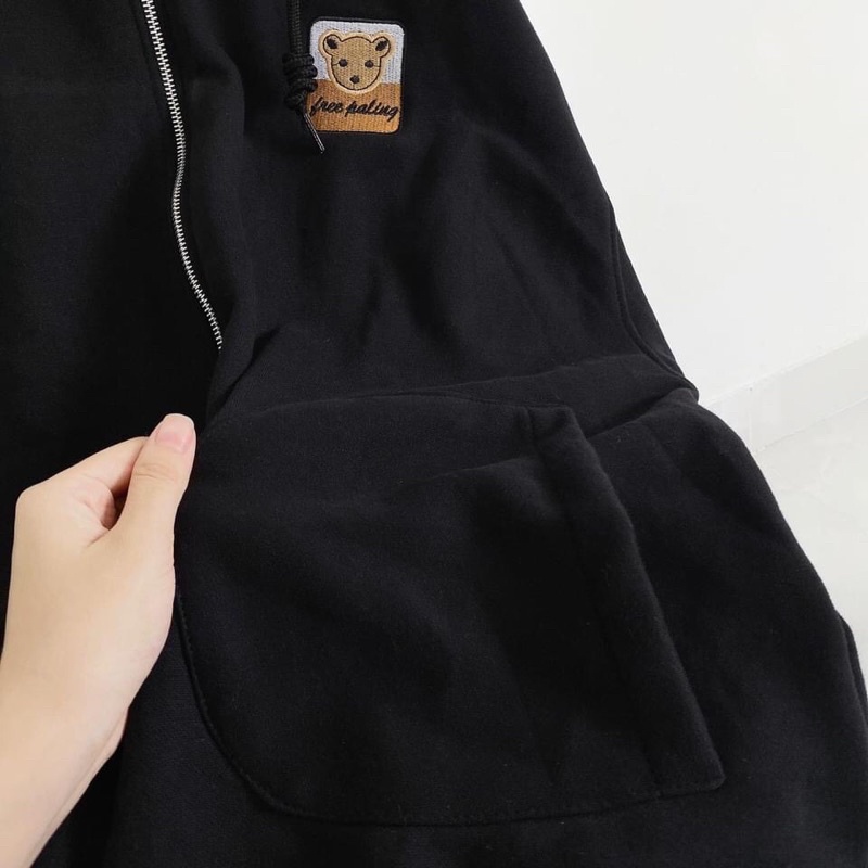 Áo khoác nỉ lót bông Gấu thêu unisex | BigBuy360 - bigbuy360.vn