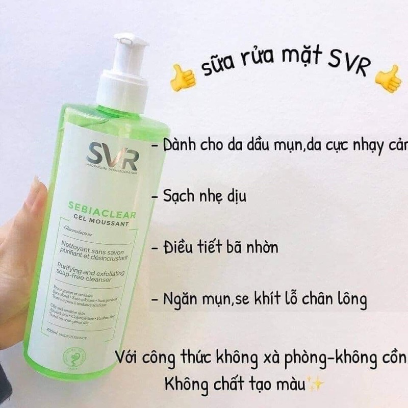 [Mã 159FMCGSALE giảm 8% đơn 500K] Sữa Rửa Mặt SVR GEL SEBIACLEAR Không Xà Phòng 400ml