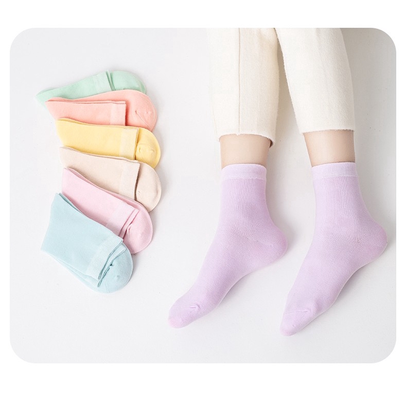 Đôi tất chân cotton mềm mại màu trơn dễ thương cho nữ