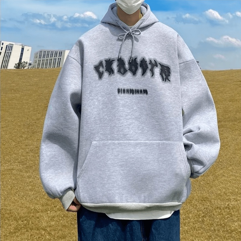 Áo hoodie Dáng Rộng In Chữ Phong Cách Hip Hop Đường Phố Hàn Quốc Chất Lượng Cao Size M-5XL Dành Cho Nam