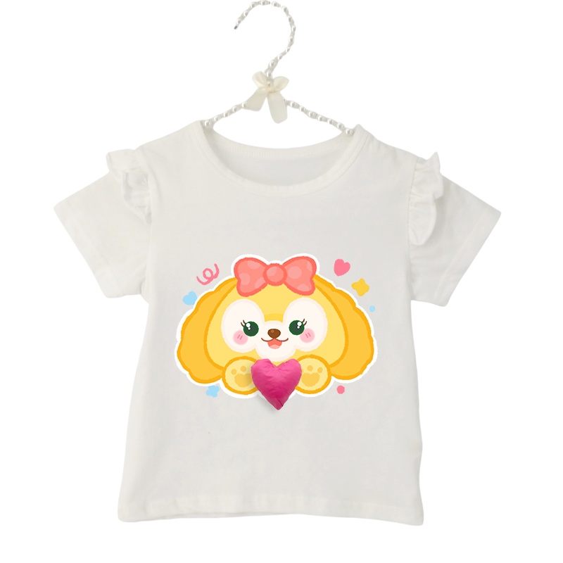 Áo Thun Cotton Tay Ngắn In Họa Tiết Hoạt Hình Động Vật 3D Dễ Thương Thời Trang Cho Bé Gái