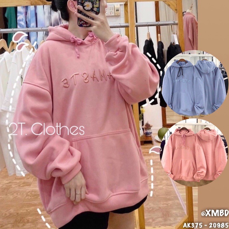 Áo Hoodies nỉ ngoại tay phồng cánh dơi Unisex thêu chữ thời trang H030