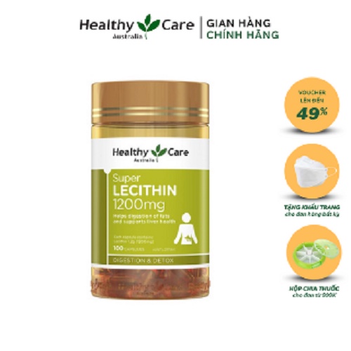 Mầm Đậu Nành Healthy Care Super Lecithin Úc 100 Viên  Điều Hòa Nội Tiết, Cải Thiện Chức Năng Cho Nữ