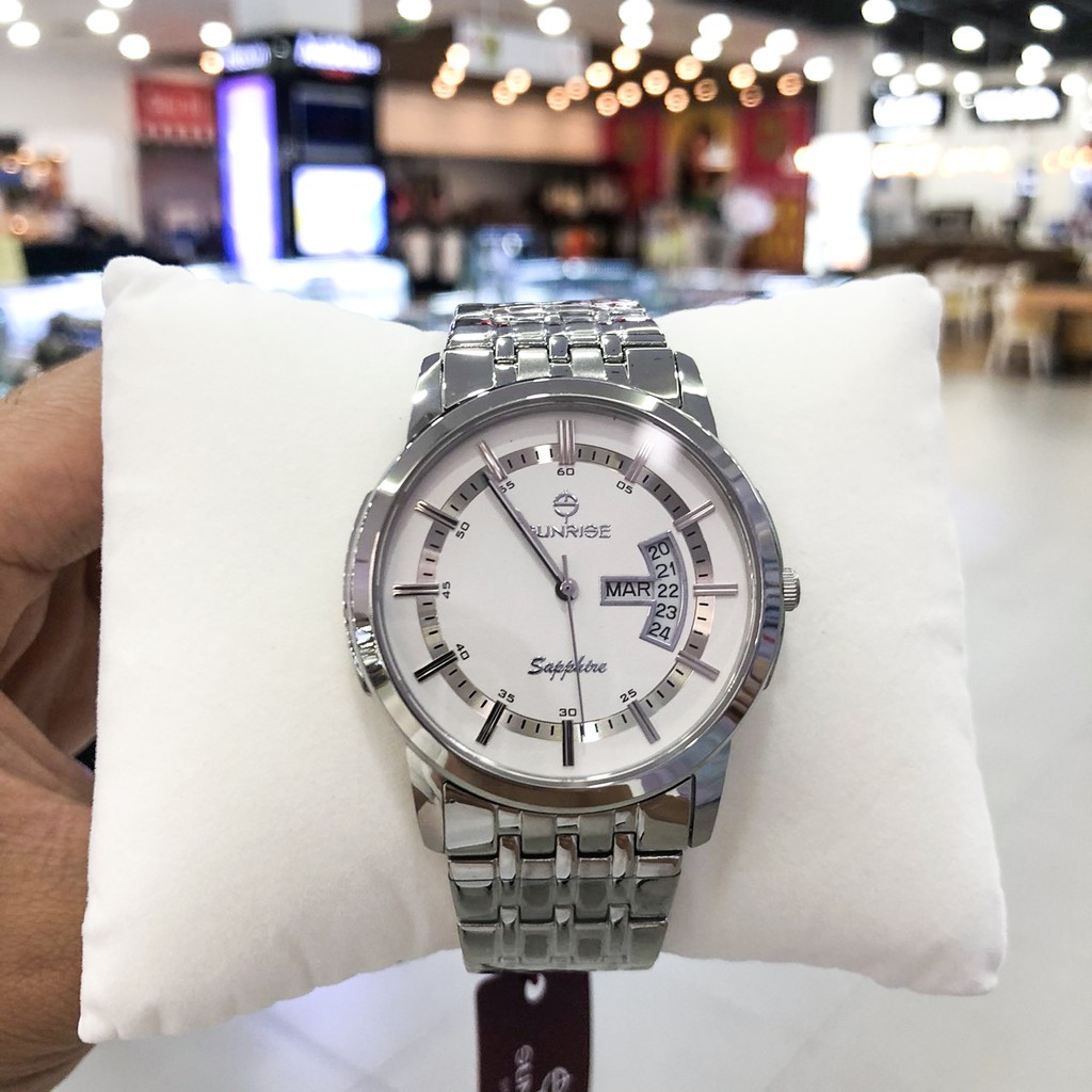 Đồng hồ nam sunrise dây thép DM767swa chính hãng full box  sapphire chống xước , chống nước, bảo hành 3 năm
