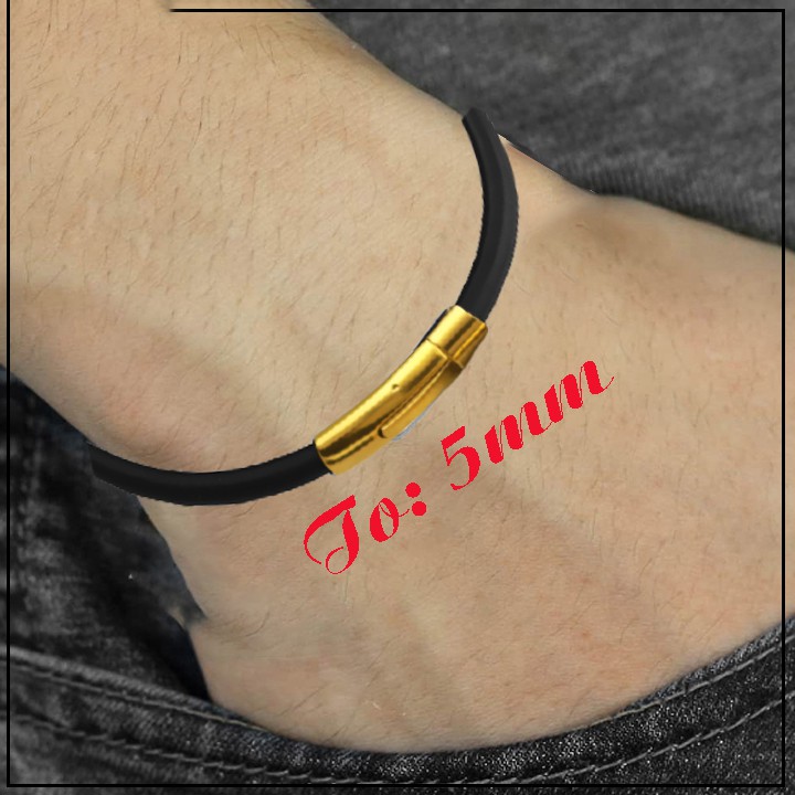 Vòng tay cao su 5 ly cao cấp khóa Vip màu vàng - Chọn size theo yêu cầu - Đem lại đẳng cấp phong độ cho người đeo