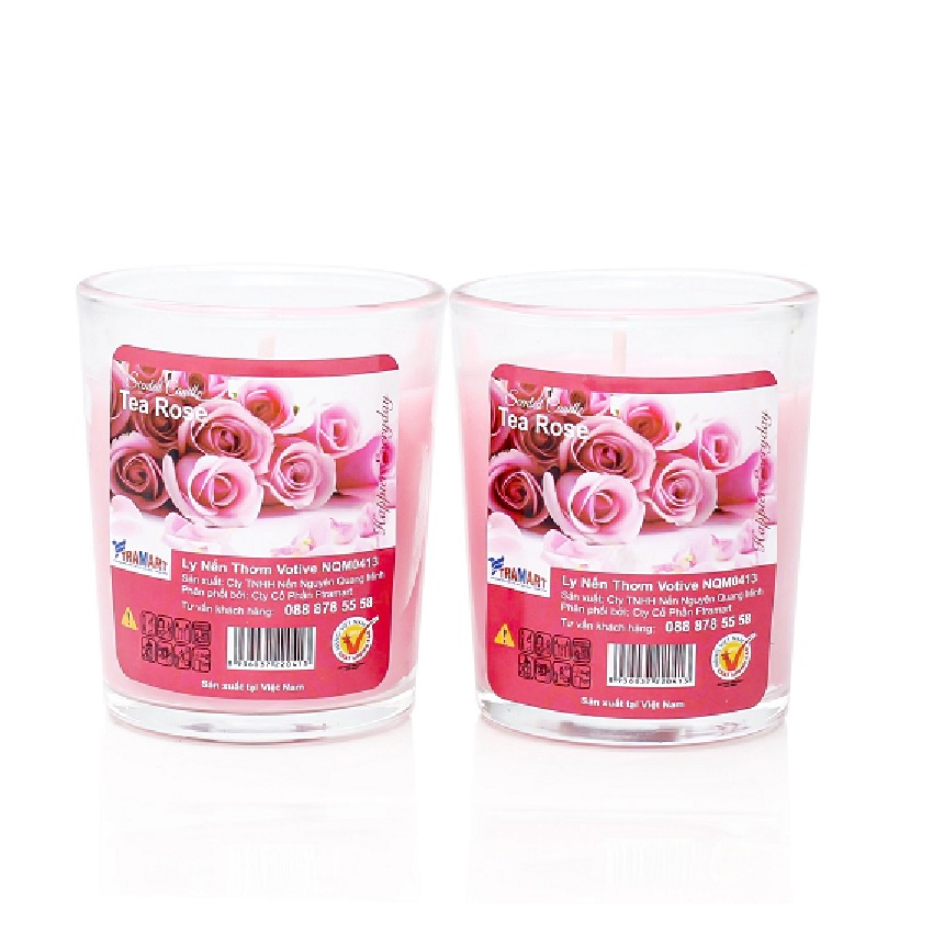 Combo 2 ly nến thơm votive Miss Candle FTRAMART NQM0413 Tea Rose (Hương hoa hồng)