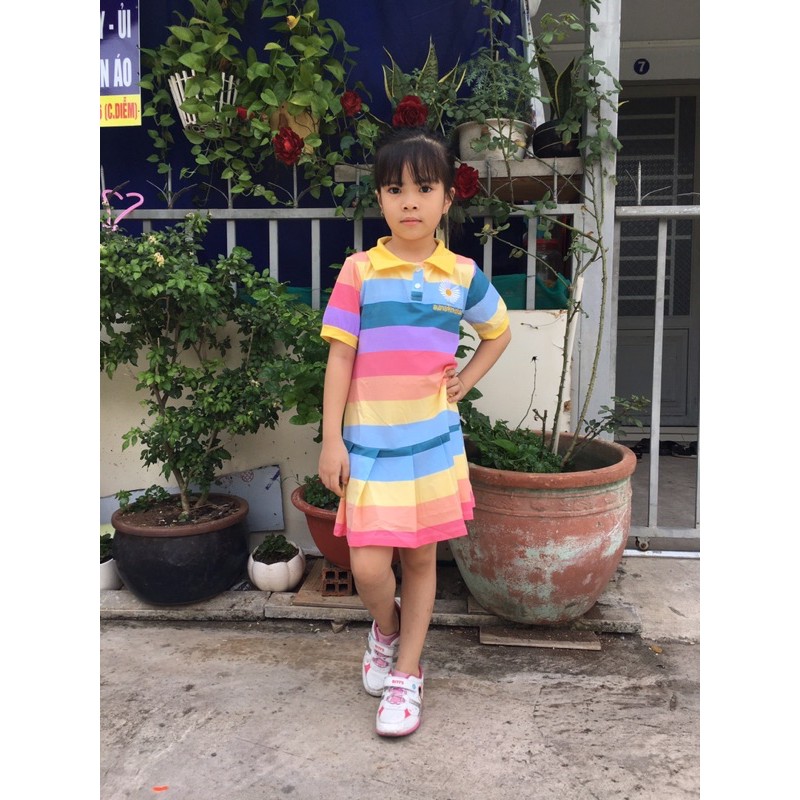 Đầm trụ đuôi cá cầu vồng cho bé gái từ 10-43kg