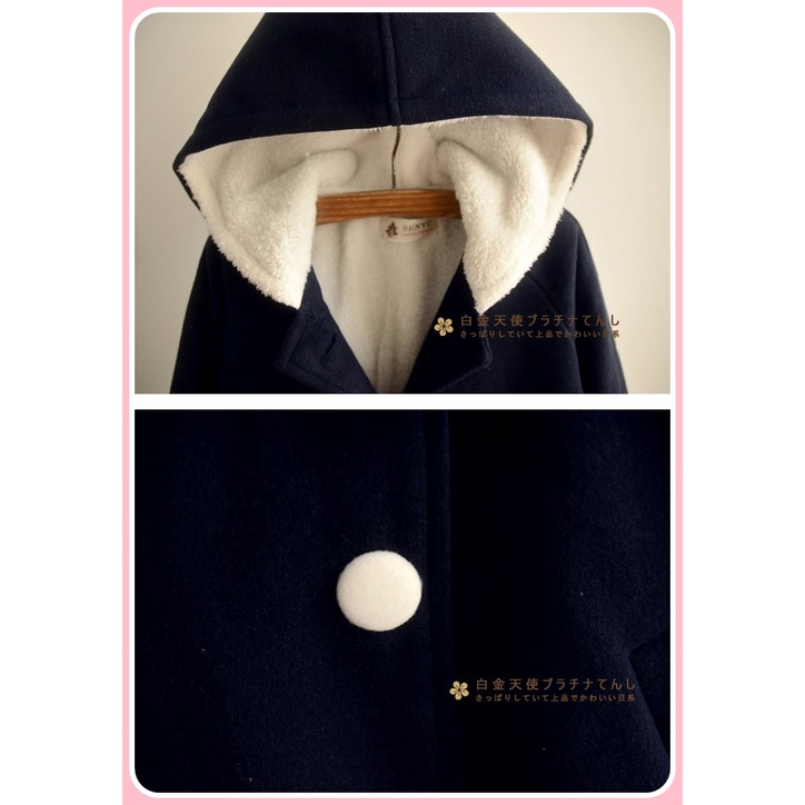 Áo khoác dạ in nhiều mèo - Xanh đen