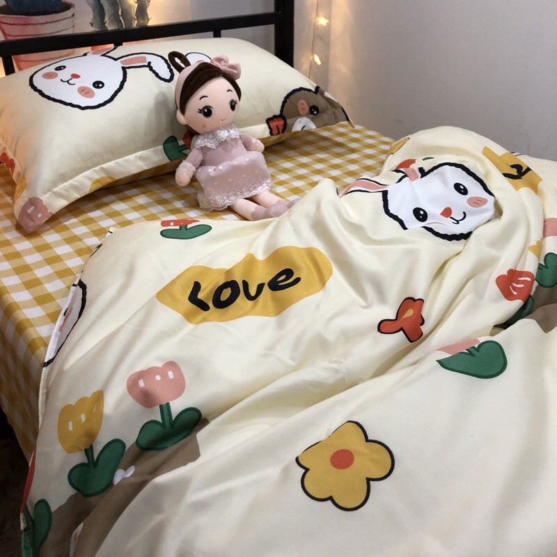 Bộ Chăn Ga Cotton POLY THỎ VÀ GẤUchăn, ga, cotton, ga nệm, chăn ga, cotton poly, chăn nệm, chăn ga gối, bedding️