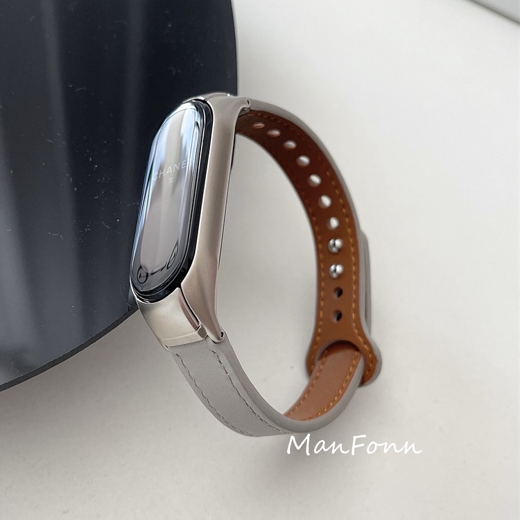 Dây đeo bằng da thời trang cho vòng đeo tay Xiaomi Mi Band 6 5 4 3 Mi Band 5