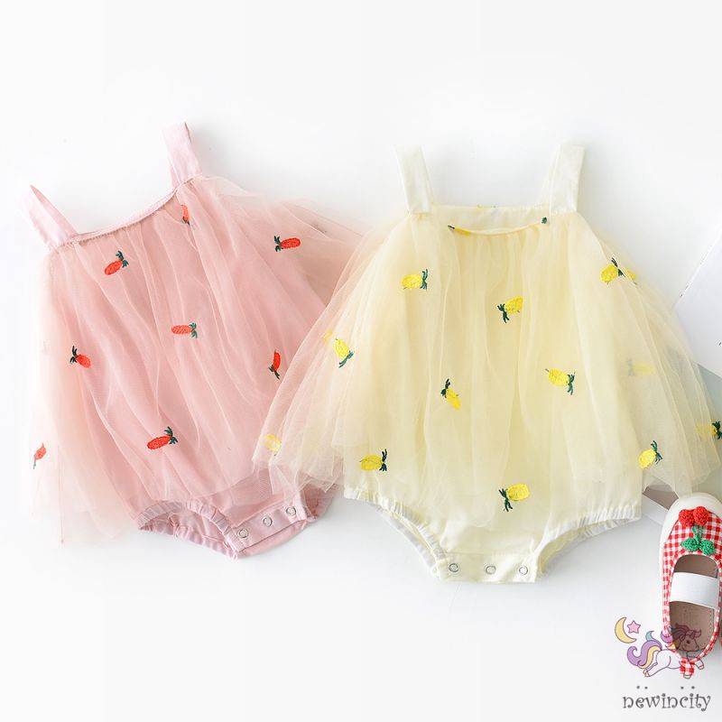 Bộ Áo Liền Quần Dạng Đầm In Họa Tiết Trái Cây Dành Cho Bé Gái