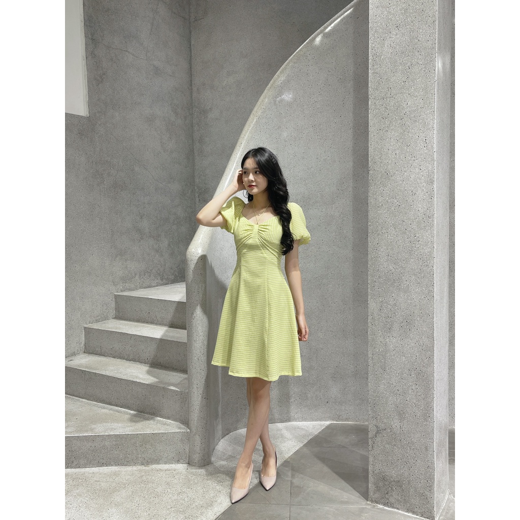 Đầm JM Dress Desgin đổ nhún ngực dây đan trước 1S23.2205PM