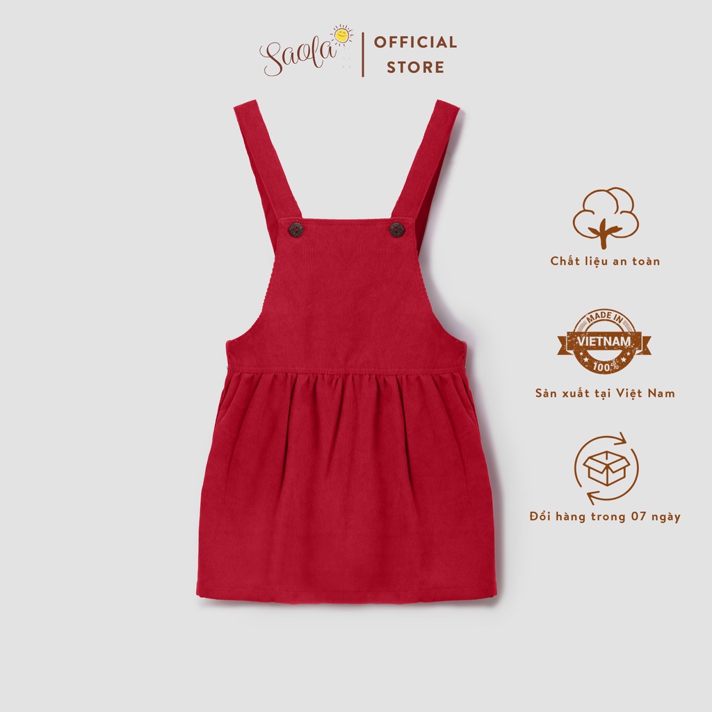 Chân Váy Yếm Bé Gái Chất Liệu Vải Nhung Cao Cấp Phong Cách Hàn Quốc Dễ Thương -JAXINE PINAFORE - SCD001 - SAOLA CLOTHING