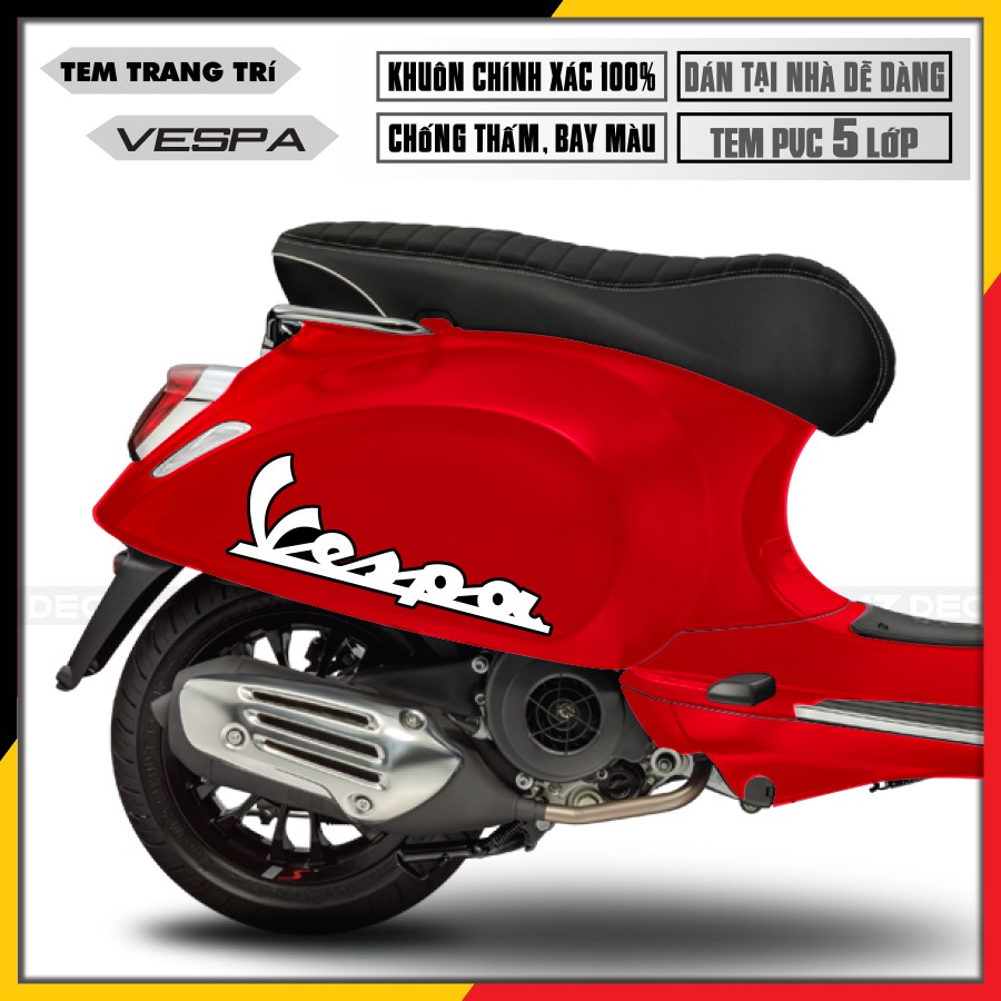 [Vespa] Tem Xe Vespa Sprint/LX/GTS Text 02 | VP19TEXT02 | Tem Xe PVC 5 Lớp Cao Cấp