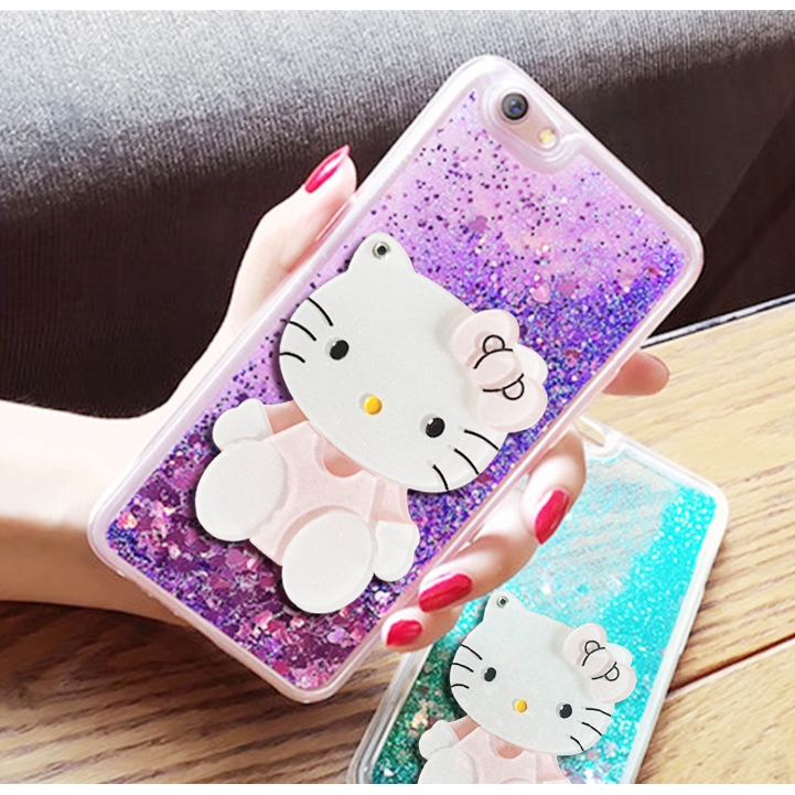 Mới Ốp Lưng Kim Tuyến Nước Hình Mèo Kitty Cho Oppo F1S F5 F7 F9 F11 Oppo F1plus F3 Plus