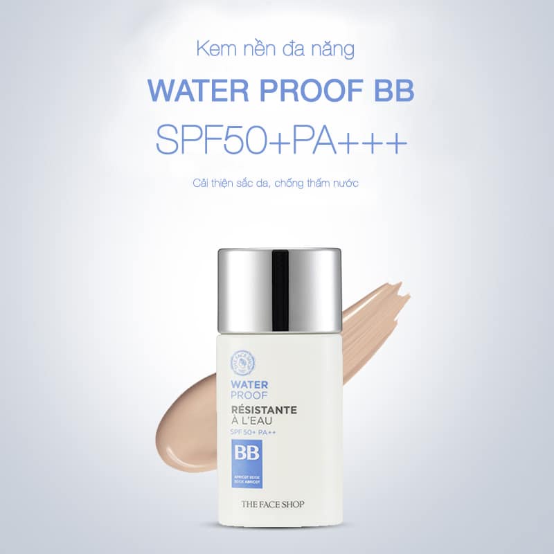 KEM NỀN CHE KHUYẾT ĐIỂM ĐA NĂNG LÂU TRÔI SPF50 WATERPROOF BB 50ML CHÍNH HÃNG - 11080