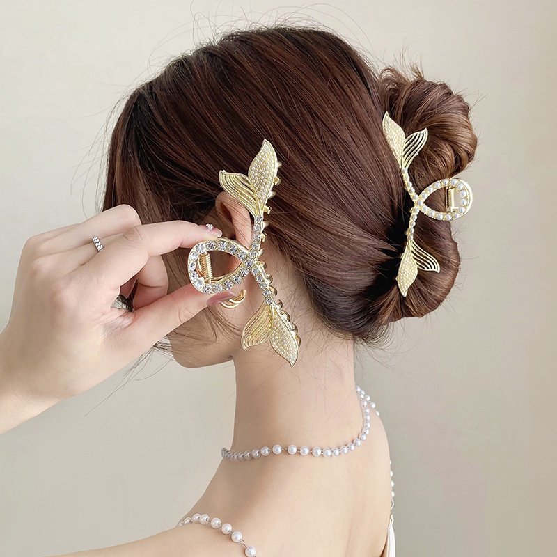 Kẹp TóC HìNh Đuôi Cá ĐíNh NgọC Trai Giả ThờI Trang Cho Nữ