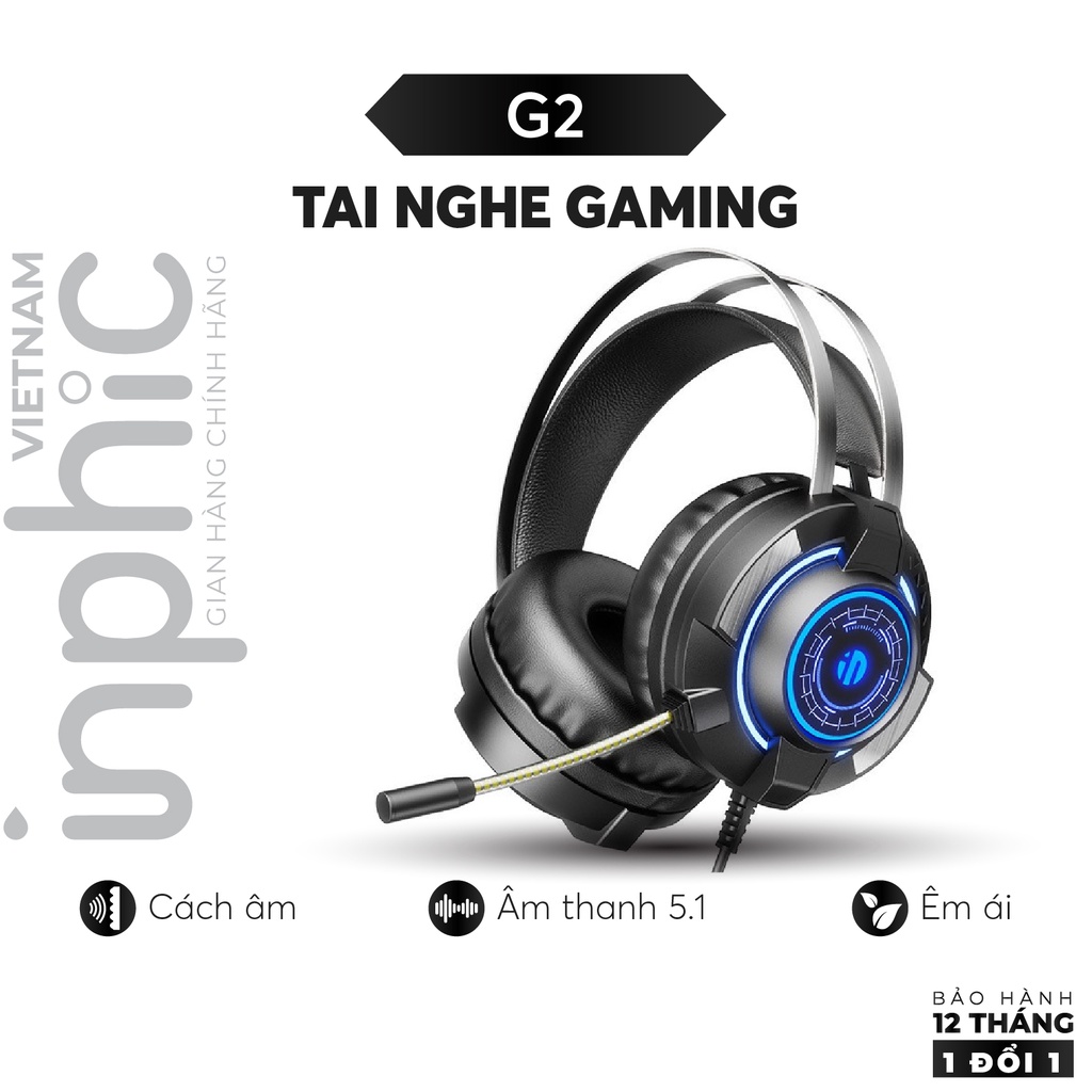 Tai Nghe Headphone Gaming 5.1 ARINFA INPHIC G2 - Âm Siêu Trầm Sống Động Nhẹ Dẻo Cho Game Thủ Chuyên Nghiệp