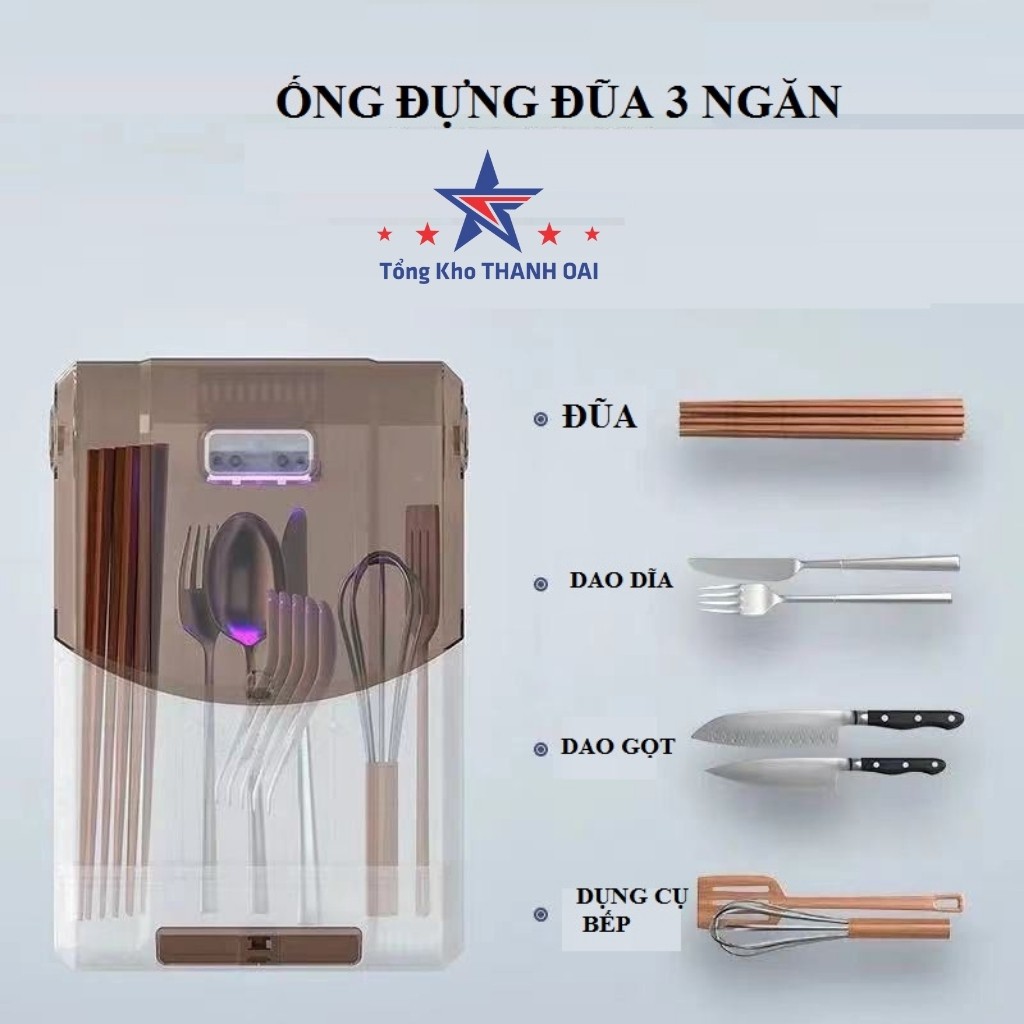 Ống đựng đũa thìa treo tường có nắp đậy sấy khô muỗng đũa phiên bản USB