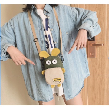 Túi Đeo Chéo Mini Bằng Vải Bố Họa Tiết Hoạt Hình Dễ Thương Thời Trang Cho Nữ
