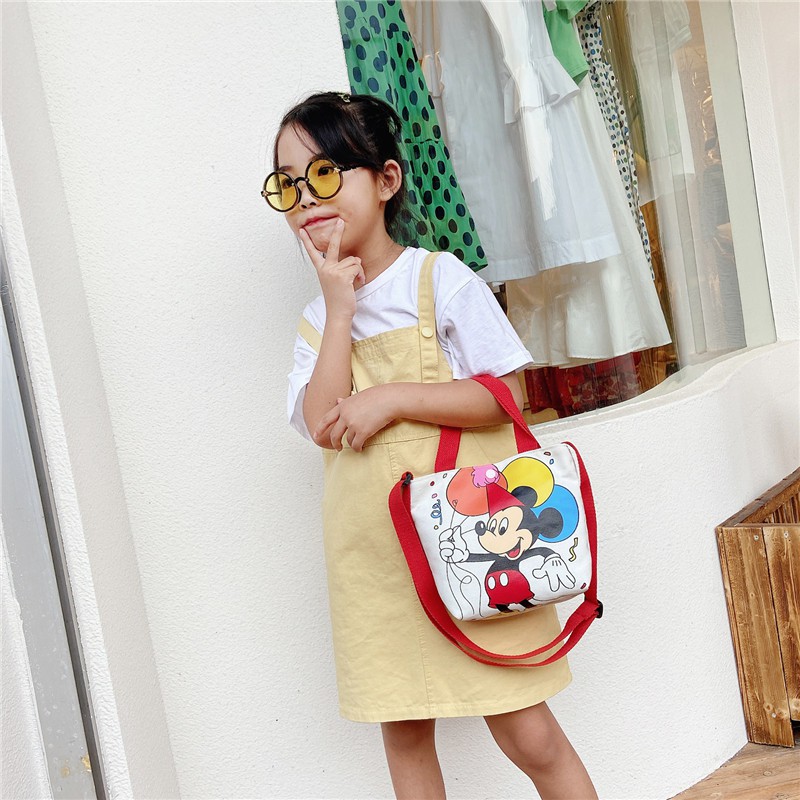 Túi tote vải đeo chéo dễ thương hình MICKEY, PLUTO, CHIP&amp;DALE phong cách Hàn Quốc cho bé gái TX22