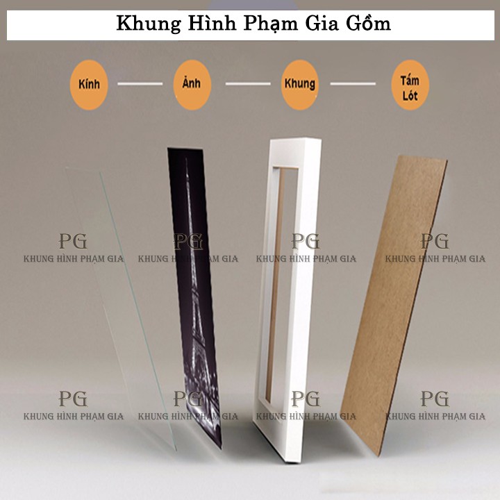 Bộ 5 khung ảnh treo tường mặt kính tặng đinh treo tranh chuyên dụng - Khung hình Phạm Gia PGC5