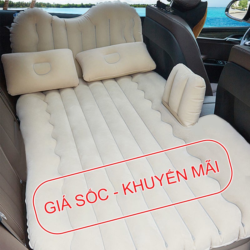 Giường hơi đệm hơi cho ô tô 7 chỗ 4 chỗ kích cỡ 135x80cm kèm gối và chân kê nệm tặng máy bơm 12V