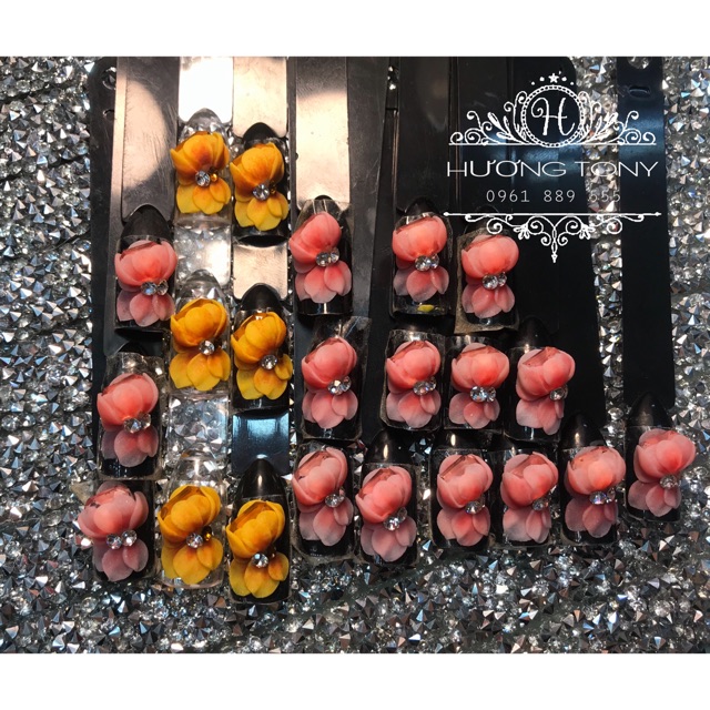 Hoa bột nail trang trí móng,   18k/1b Sen Đá (36k/2 bông bán từ 2b) hoa bột nail