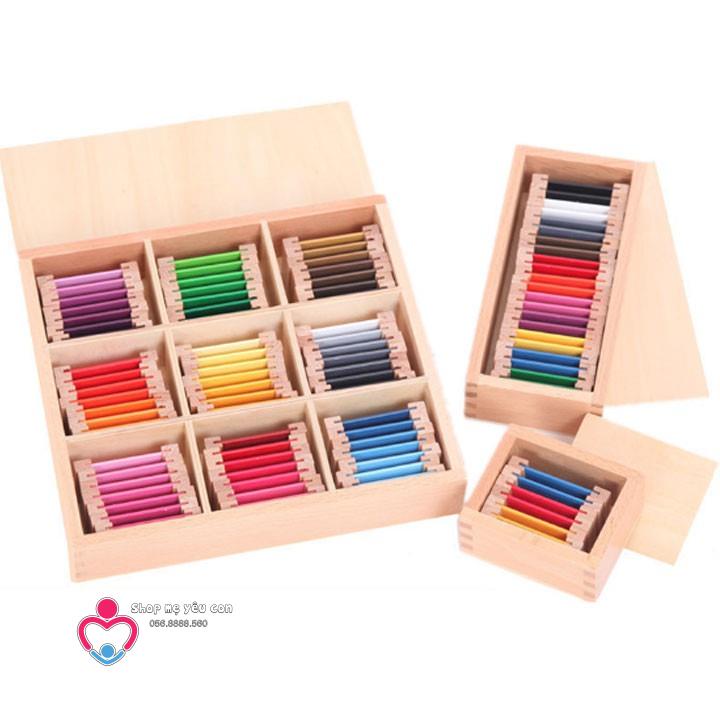 Hộp thẻ nhận biết màu - giáo cụ Montessori - Thẻ màu montessori