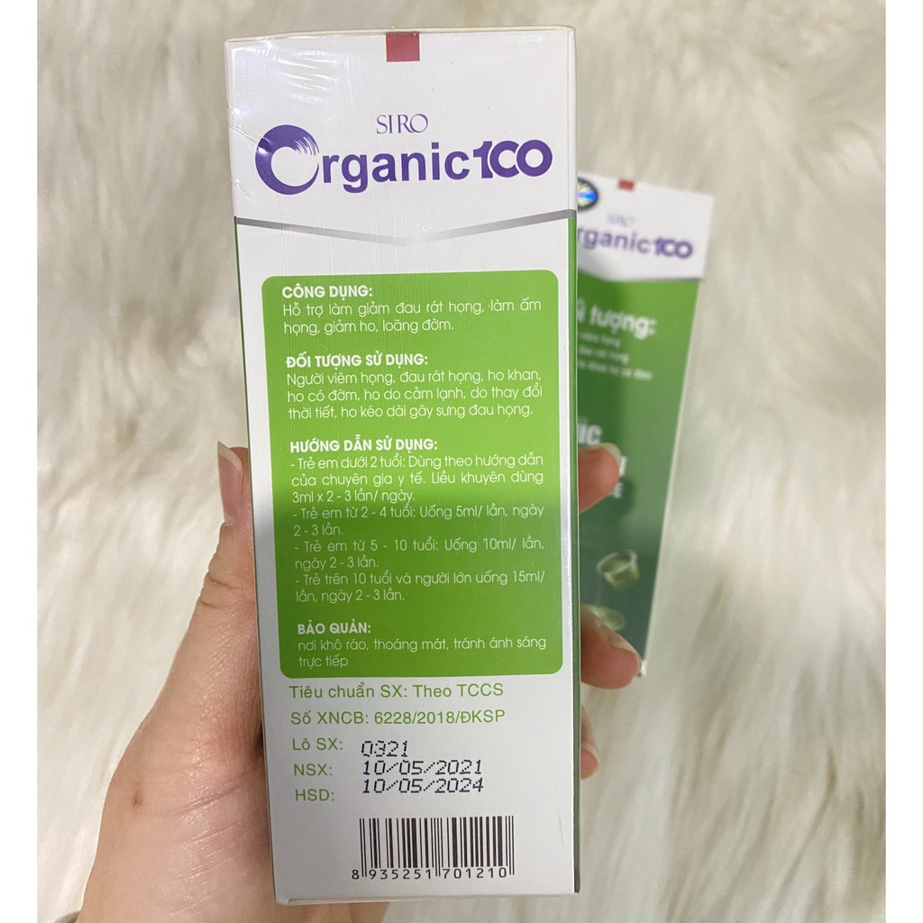 SIRO HO Organic 100 lọ 125ml - Hỗ trợ làm giảm đau rát hong, làm ấm họng, giảm ho, loãng đờm
