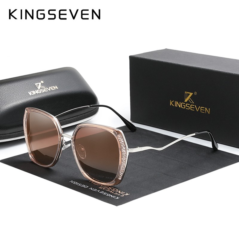 KINGSEVEN chính hãng Kính nữ Thiết kế thương hiệu sang trọng Kính râm Gradient Polarized Lens Butterfly