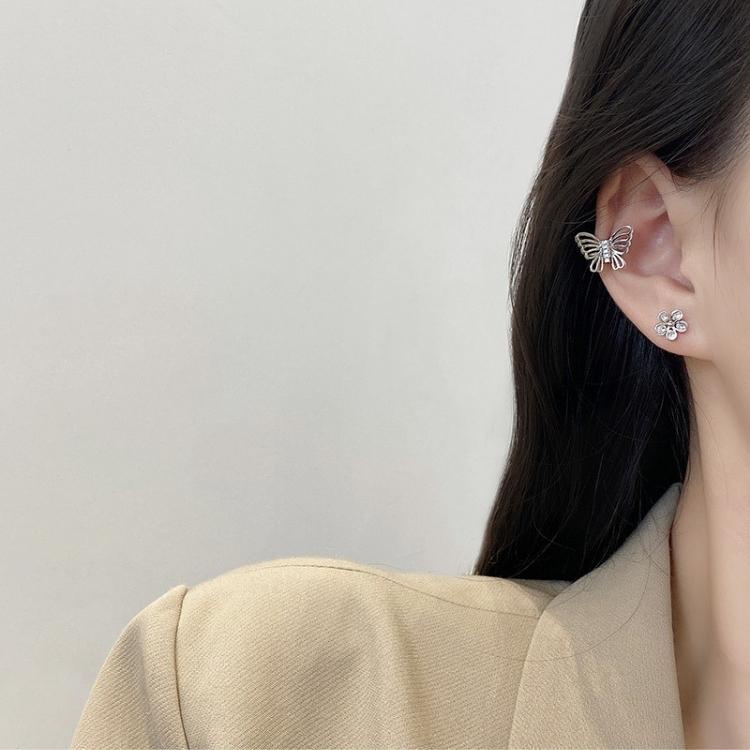 Bông tai bạc kẹp vành hình bướm cao cấp - Mely VV30