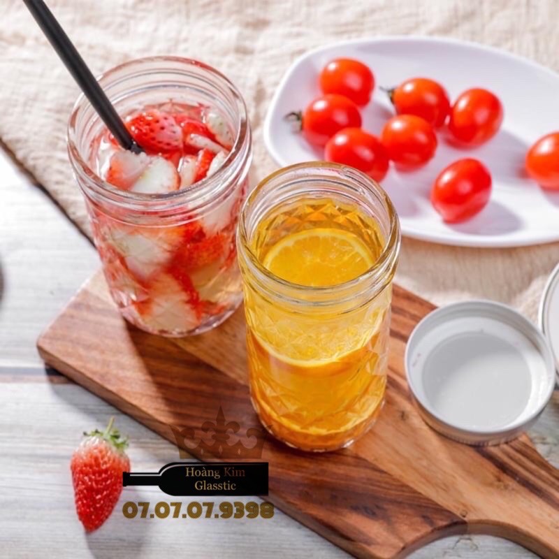 10 HỦ THUỶ TINH KIM CƯƠNG 350ml/250ml nắp nhôm