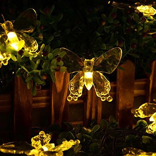 Dải đèn 4.8M 20LED hình bươm bướm chạy bằng năng lượng mặt trời chống thấm nước dùng để trang trí giáng sinh